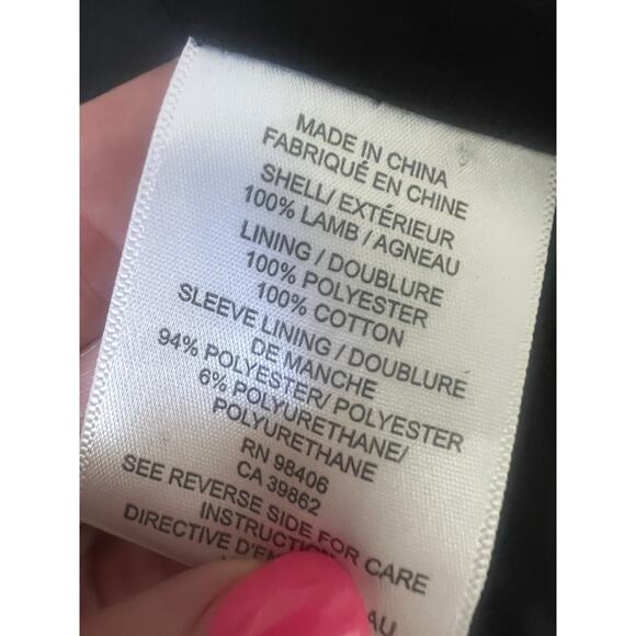 THEORY Women’s Dark Blue Lamb Leather Zip Moto Jacket Sz 12 Career Quiet Luxury - Picture 9 of 12